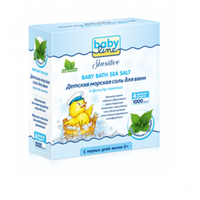 Детская морская соль для ванн с крапивой 1кг (4х250г) фильтр-пакет BABYLINE SENSITIVE DC08