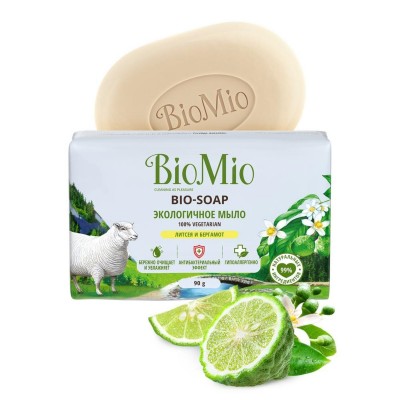 Мыло туалетное литсея и бергамот BioMio BIO SOAP 90 г (24)