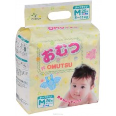Подгузники детские M (6-11 кг), 26 шт   OMUTSU 331